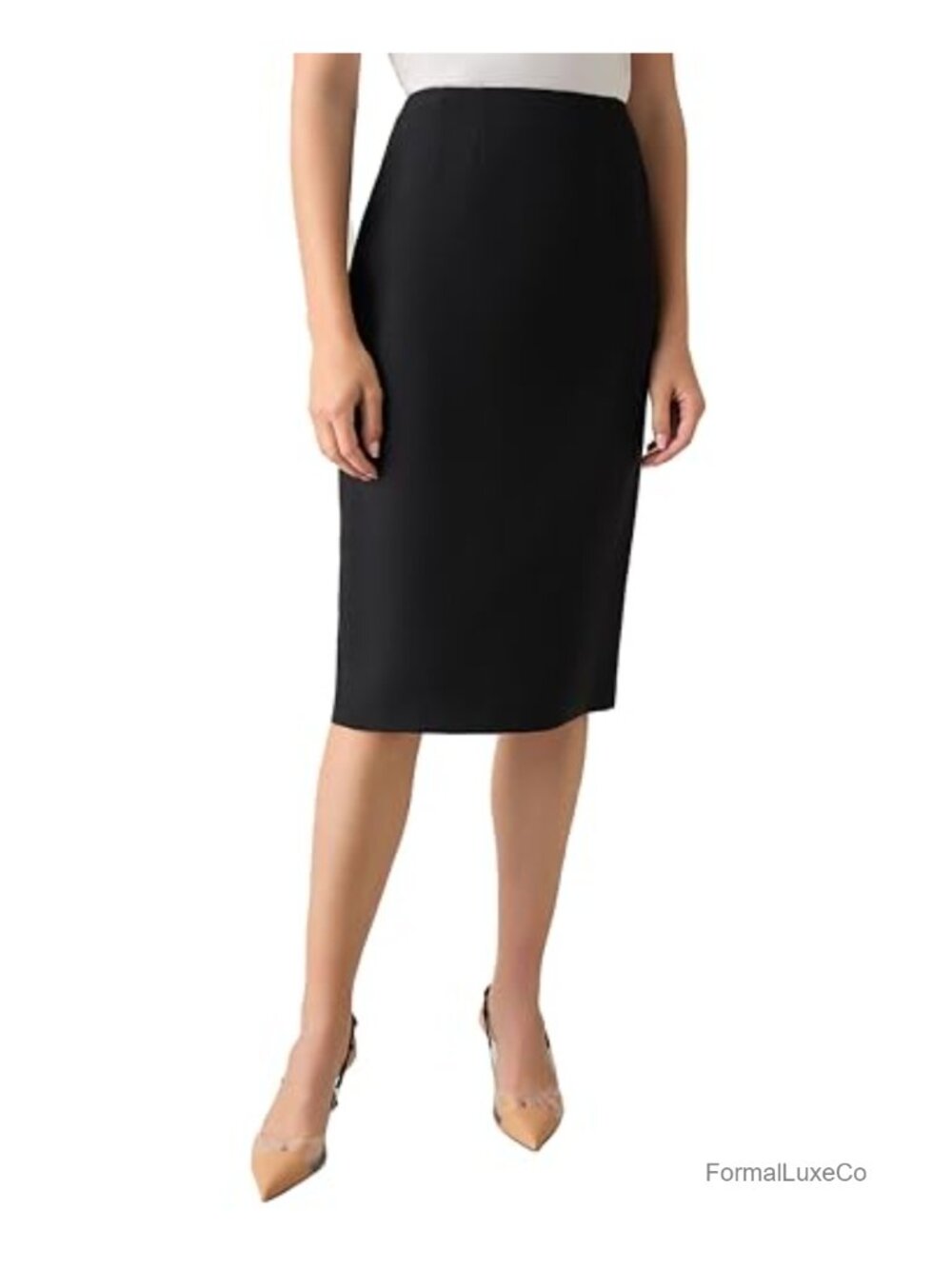 Women's Classic Stretch Crepe Below Knee Pencil Skirt